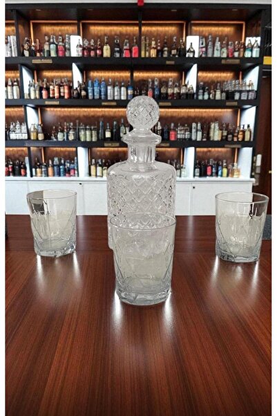 NOVAREX Global Lüks El İşçiliği Kesme Cam Viski Sürahisi & 3’lü Bardak Seti –...