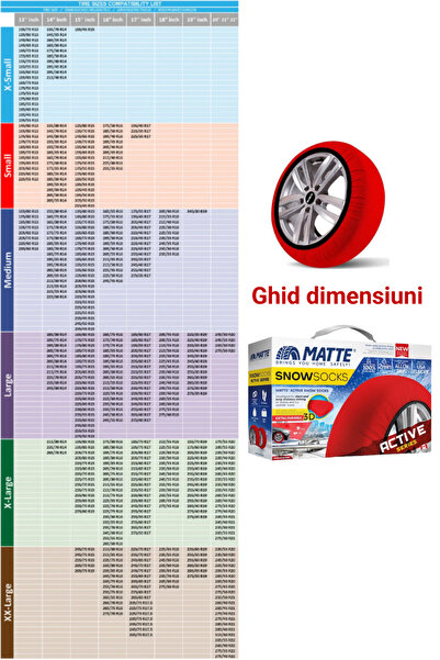 Matte Set of anti-slip snow wheel covers ACTIVE SERIES, ABS/ESP, size S