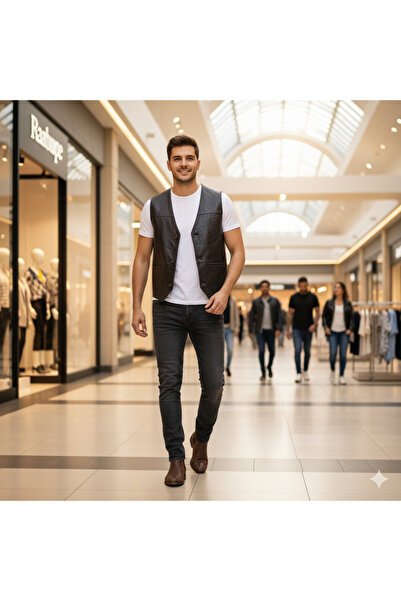 HalisMen Genuine Lambskin Men Leather Coat Real Leather Vest Soft Leather