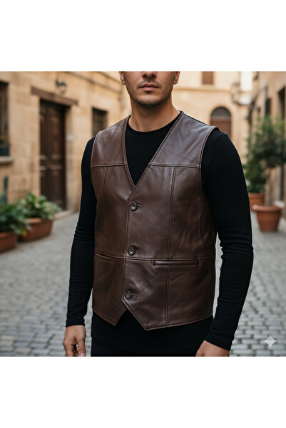 HalisMen Genuine Lambskin Men Leather Coat Real Leather Vest Soft Leather