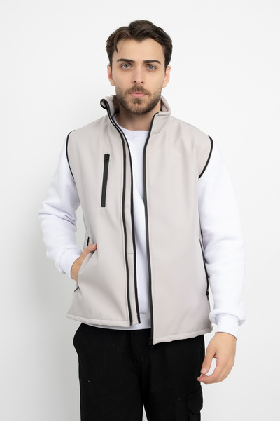 DAŞ ÜNİFORMA Softshell with Fleece Inside Waterproof Standard Fit Vest Windproof Full Zipper Winter Unisex