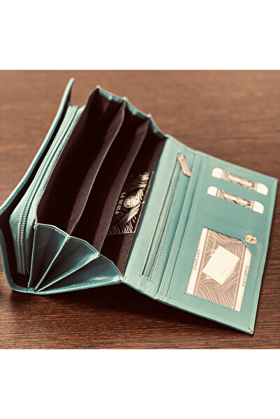 La Scala Women's Wallets Genuine Leather, Modern Model, 10x18.5 x 3 cm, La Scala Collection, Turquoise