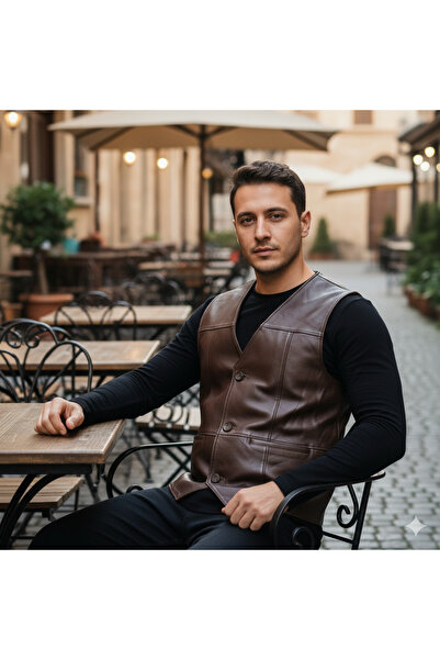 HalisMen Genuine Lambskin Men Leather Coat Real Leather Vest Soft Leather