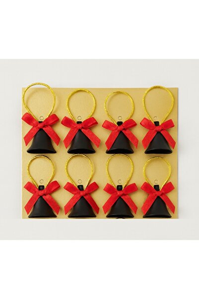 TİFOYS ✨   زينة شجرة عيد الميلاد – مجموعة من 8 أجراس صغيرة سوداء