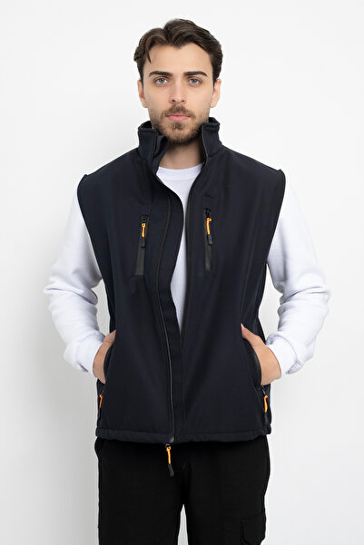 DAŞ ÜNİFORMA Softshell with Fleece Inside Waterproof Standard Fit Vest Windproof Full Zipper Winter Unisex