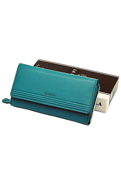 Micutz Women's Wallet Made of Genuine Leather Micutz®, 19x10x5 cm, La Scala Luxury, Many Compartments, Turquoise