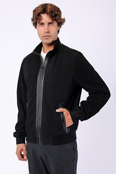 Leather Club Siyah Hakiki Süet Deri Ceket