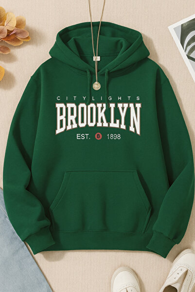 MARKATEM Hooded Kangaroo Pocket 3-Thread Cotton Front Printed Broklin Sweatshirt