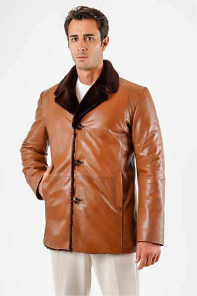 Leather Club Kahve Vejetal İçlikli Hakiki Deri Kaban