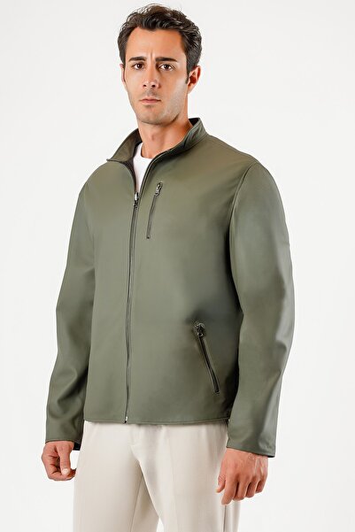 Leather Club Haki Çift Taraflı Hakiki Deri Ceket