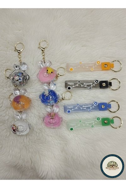 hesperides 3-Piece Keychain Mixed Watercolor Rabbit Pattern