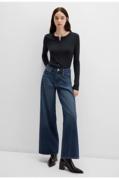 Mavi M1613652-80022 Button Detailed Black Long Sleeve T-Shirt Women's T-Shirt Black