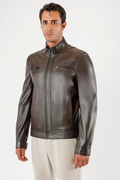 Leather Club Brown Genuine Leather Jacket