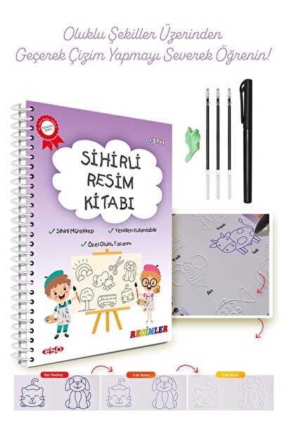 ESOKAL Eso Sihirli Resim Alıştırma Kitabı | Oluklu Sihirli Uçan Kalemli Eğiti...