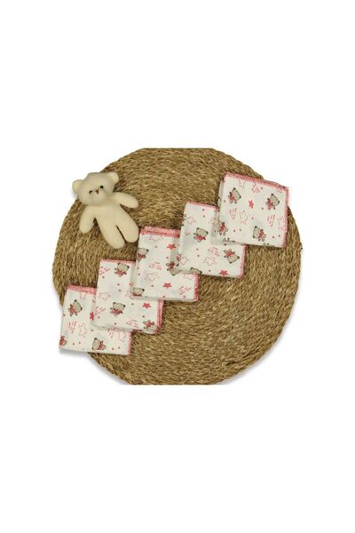 minipanda Teddy Bear Patterned Combed Cotton 100% Cotton 10-Piece Baby Mouth Wipes for All Skin Types