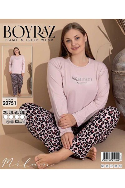 POYRAZ BOYRAZ KADIN MİLAN LEOPAR DESENLİ BATTAL PİJAMA TAKIMI