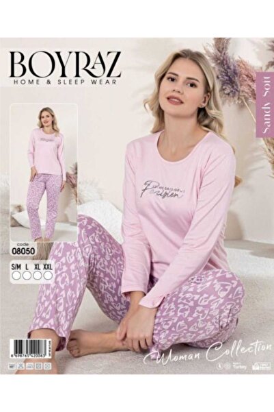 POYRAZ BOYRAZ KADIN SENDY KALP DESENLİ PİJAMA TAKIMI