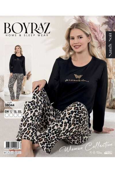 POYRAZ BOYRAZ KADIN SENDY LEOPAR DESENLİ PİJAMA TAKIMI