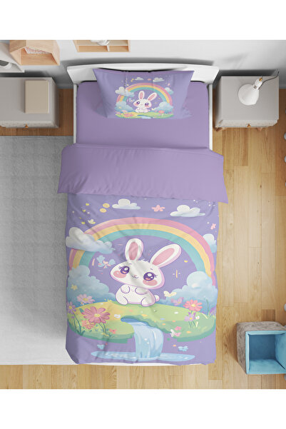 Erays Home Cute Rabbit Patterned 3D Digital Printed Single Girl's Duvet Cover...