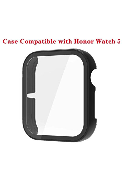 Generic Compatible with Honor Watch 5 Case Full Cover with Tempered Glass Screen Protector (Black)