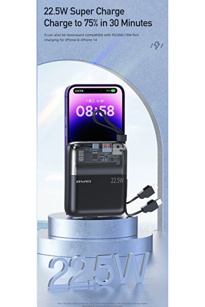 AWEI P149K 10000mAH Portable Power Bank 22.5W Fast Charging