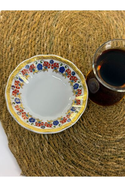 Arsila Home GÜRAL PORSELEN Yaldızlı 6 lı Çay Bardağı Altlığı