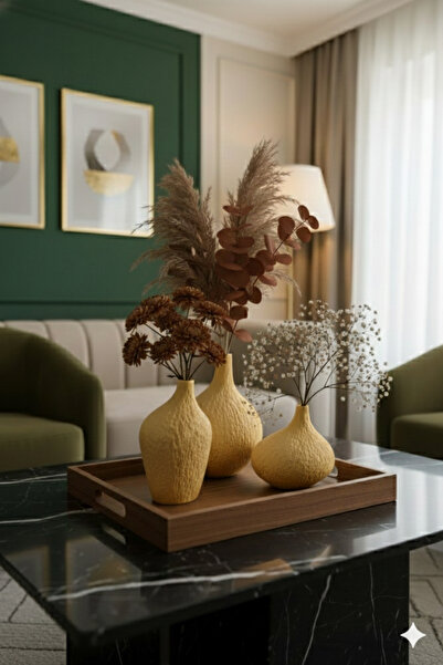 muffag Vază din ipsos realizată manual din aur, 10 cm, 3 piese