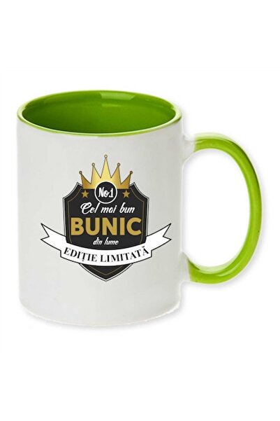 CRD PRINT Cană personalizată „Cel mai bun bunic”, ceramică verde, 330 ml -