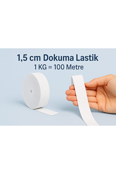 DARTEKS 1 KG 1.5cm x 100 Metre Beyaz Geniş Yassı Lastik – Bel, Paça, Don ve E...