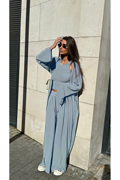 UNBOX The Soft trio Set – Premium Soft Cotton Denim Blue Beige