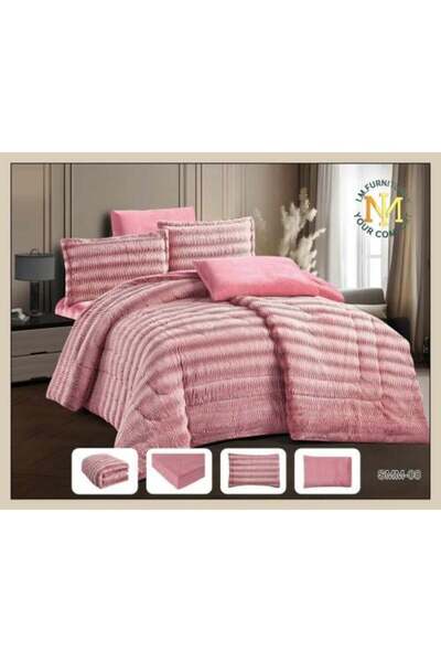 IMFURNITURE0 مفرش سرير شارلوت وينتر - فرو ناعم - SMM-08 - وردي فاتح