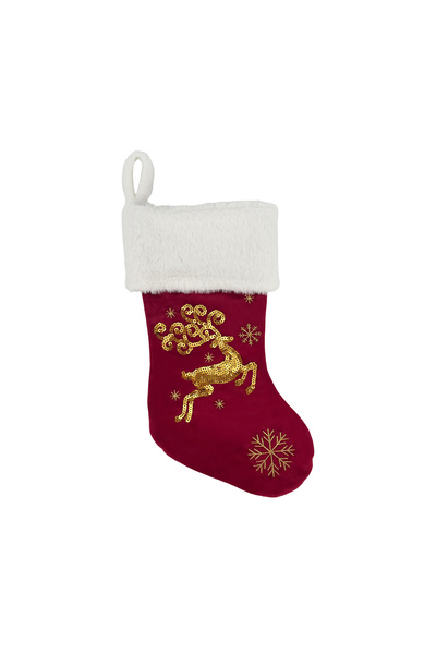 Christmas Magic Stocking with Reindeer Red/Gold 40cm