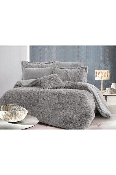 Alhabib bedding مفرش شتوي مزدوج فرو رصاصي يناسب سرير مقاس 200x200 سم 7 قطع