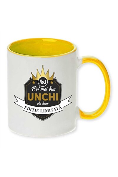 CRD PRINT Personalized mug with print 'Best Uncle', Yellow, Ceramic, 330 ml