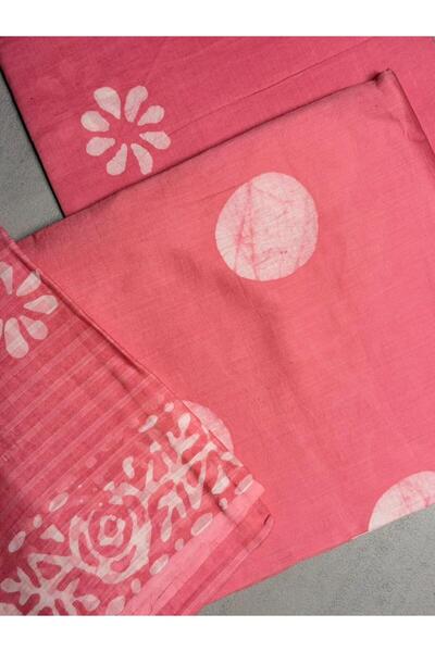 n7 Unstitched 3-Piece Cotton Suit Material – Pink Floral & Polka Design