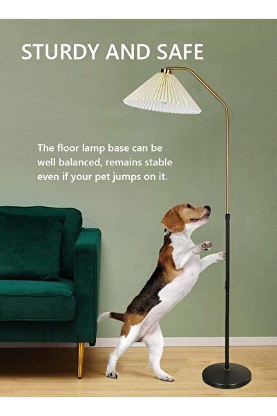 X SPRING LED Floor Lamp with Pleated Fabric Shade & Stable Metal Base