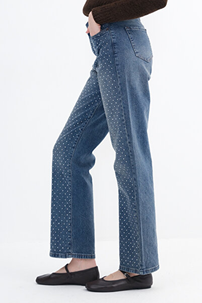 Addax Pantaloni de blugi Stoned croi larg pe picior PN996