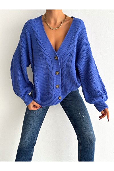 UNBOX CozyCraft Knit Cardigan – Blue