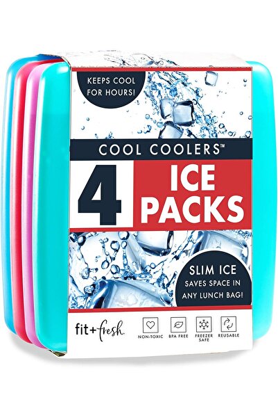 Fit + Fresh Fit & Fresh Slim Reusable Ice Packs, 4-Pack Multi-Color (Model 336HLJP)