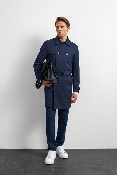 Back And Bond Lacivert Casual Trençkot