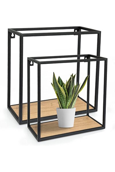 NEBU رف حائط مكعب الشكل للديكور الاسكندنافي، طقم من قطعتين