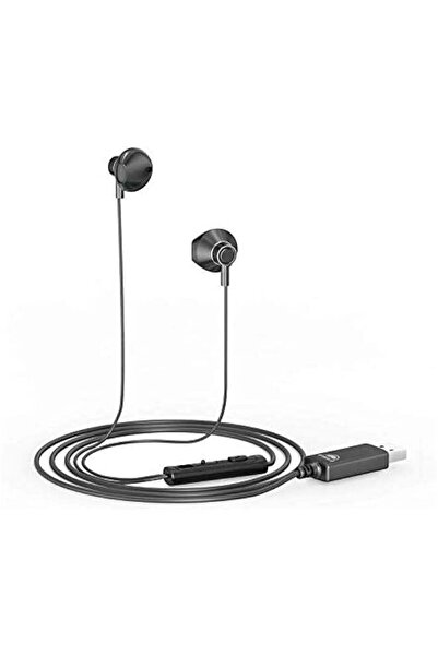 okcsc سماعة رأس يو إس بي U200 مزودة بميكروفون - إلغاء الضوضاء، أدوات تحكم في الصوت، سلكية، 79 بوصة، لون أسود