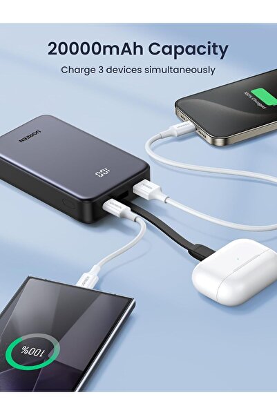 Generic UGREEN Power Bank 20000mAh 22.5W Portable Charger with Built-in USB-C Cable, USB-A