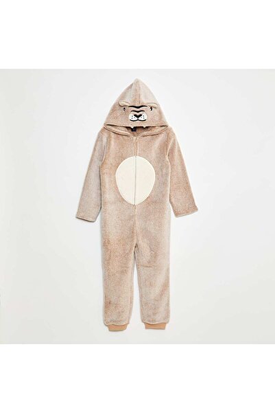 KİABİ بدلة نوم بغطاء رأس متحركة باللون البني