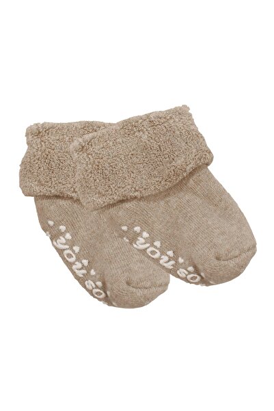 bebegen Unisex Beige Curly Sweet Non-Slip Sole Towel Socks