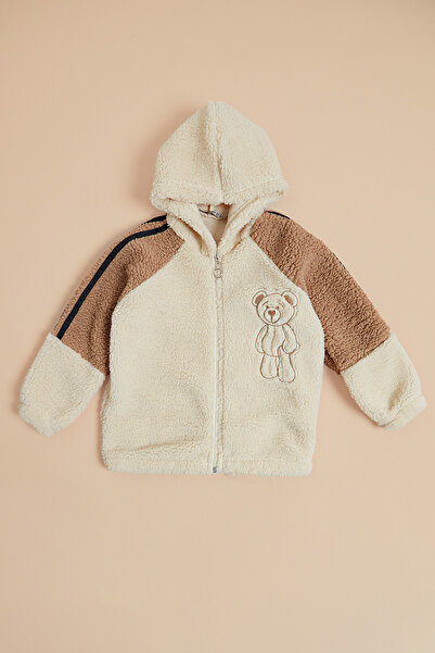 Fulla Moda Teddy Bear Embroidered Hooded Unisex Children's Plush Coat