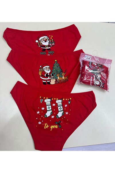 VİP SECRET 2026 New Year Red Special Printed Underwear 3-Pack