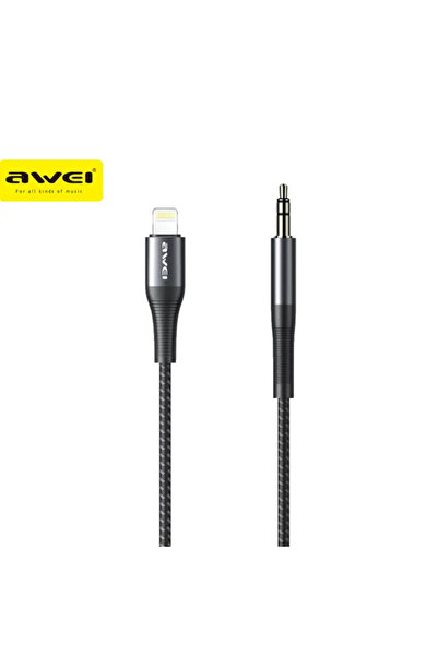 AWEI محول CL-116 L من Lightning إلى قابس صوت Aux مقاس 3.5 مم، بطول 1 متر