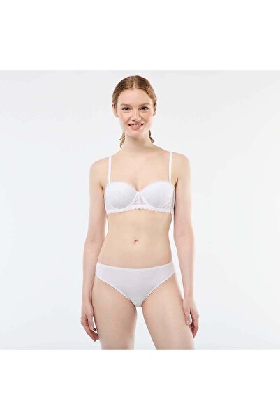 KİABİ Microfiber and Lace Panties WHITE