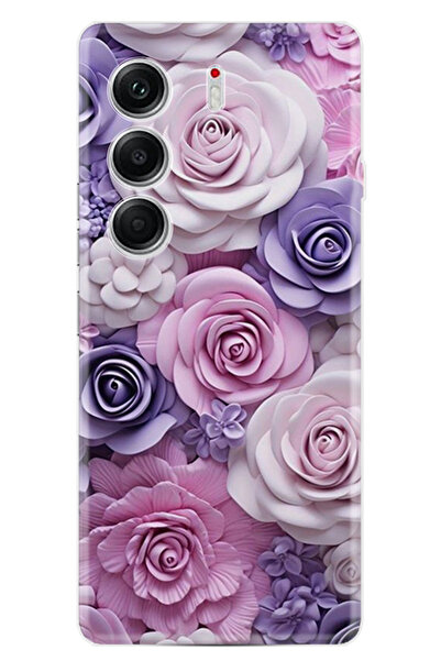 TECNO Camon 40 Pro Kılıf Boutique Baskılı Resimli Mor Güller Pcode -029